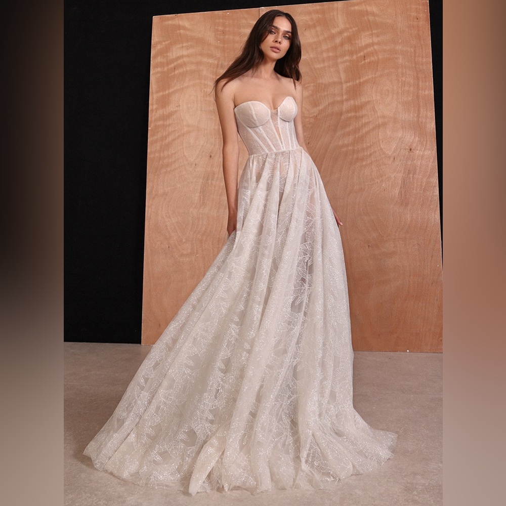 Galia Lahav Rae Plunge Beaded Strapless Ball Gown EU38